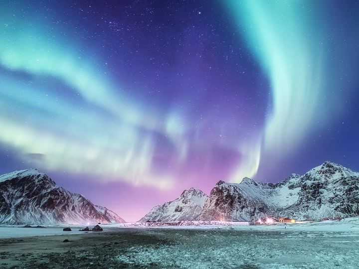 Northern lights on the Lofoten islands Norway