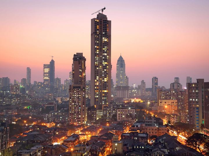 South central Mumbai at dusk, India